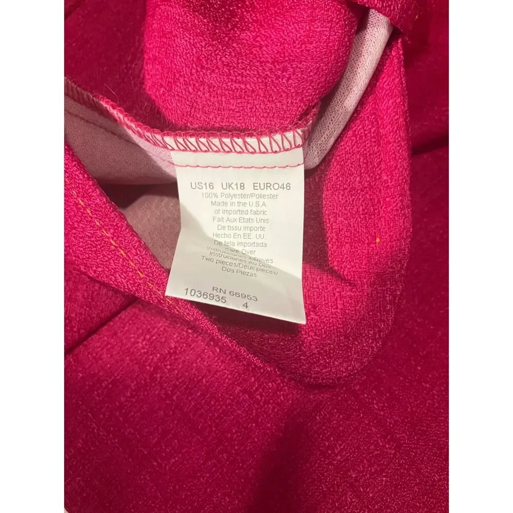 Vintage Leslie Fay Pink Two-Piece Dress Suit | Jacket & Sleeveless Dress US 16P - Picture 10 of 11